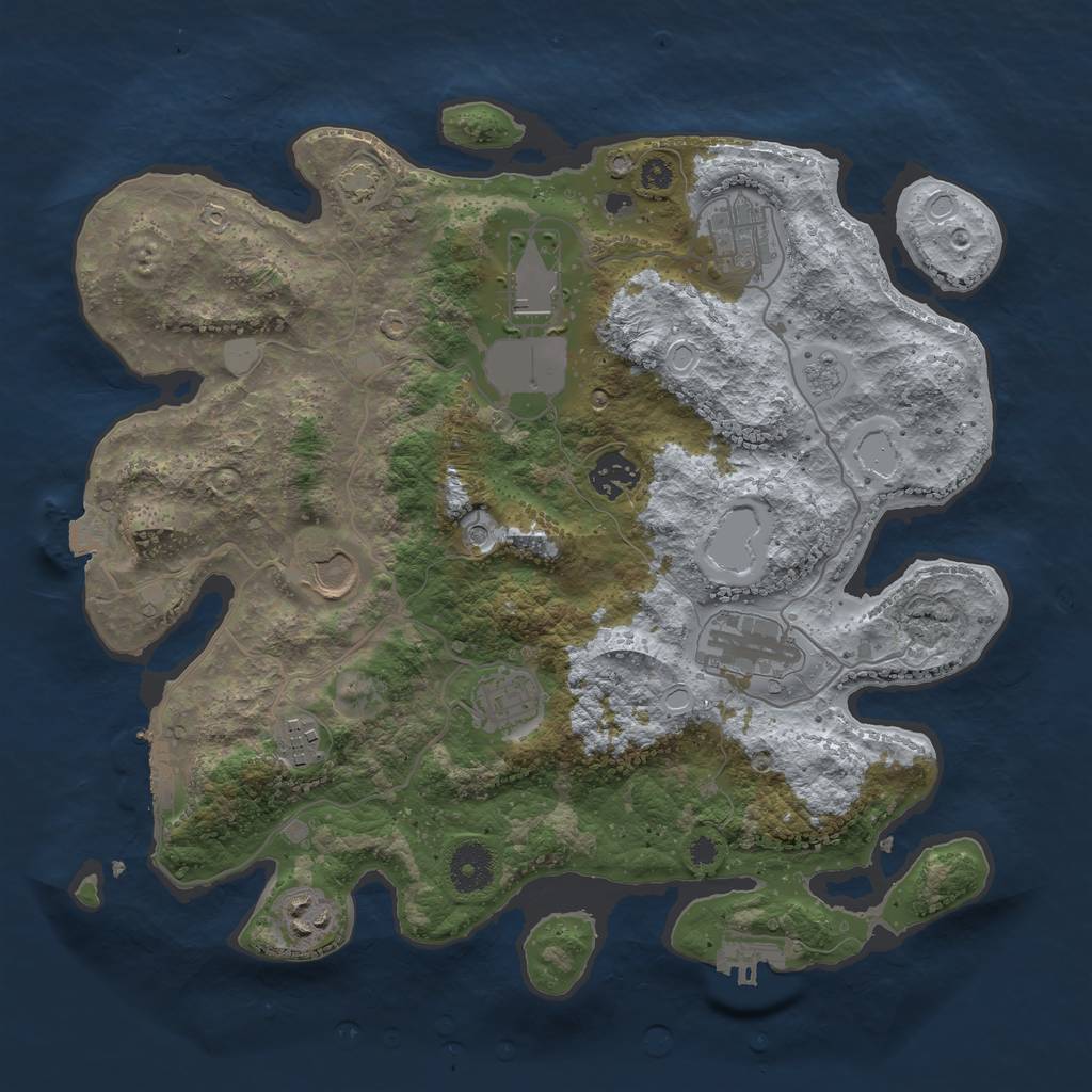 Rust Map: Procedural Map, Size: 3500, Seed: 1227317214, 16 Monuments