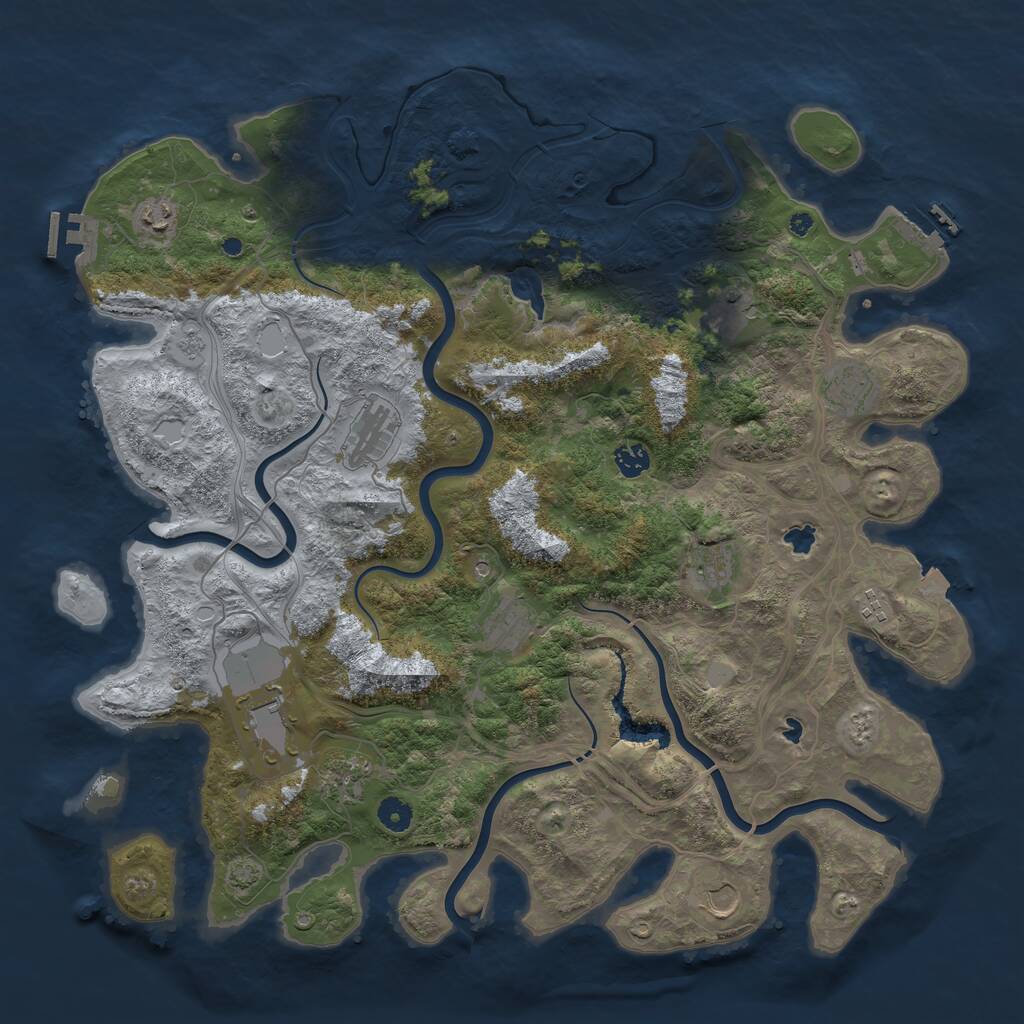 Rust Map: Procedural Map, Size: 4500, Seed: 554250489, 17 Monuments