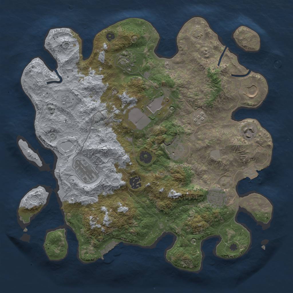 Rust Map: Procedural Map, Size: 3500, Seed: 480730, 16 Monuments