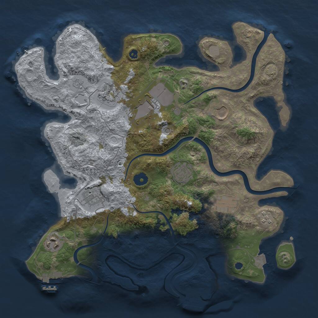 Rust Map: Procedural Map, Size: 3500, Seed: 789722196, 14 Monuments