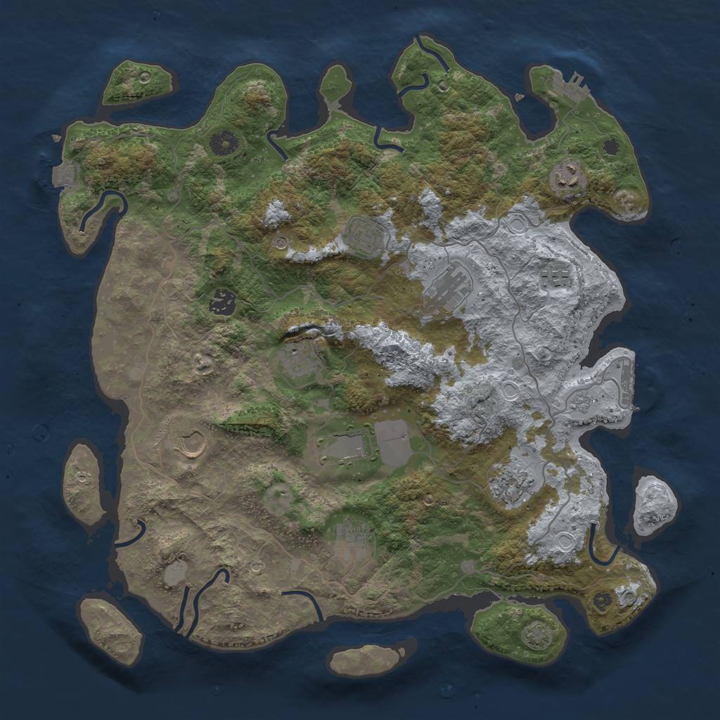 Rust Map: Procedural Map, Size: 4000, Seed: 1908847546, 18 Monuments