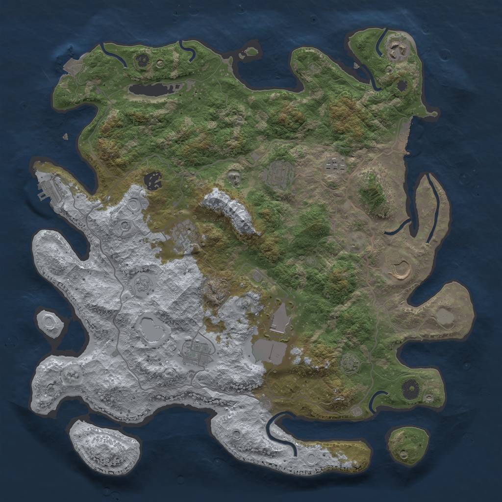 Rust Map: Procedural Map, Size: 4000, Seed: 1855585678, 16 Monuments