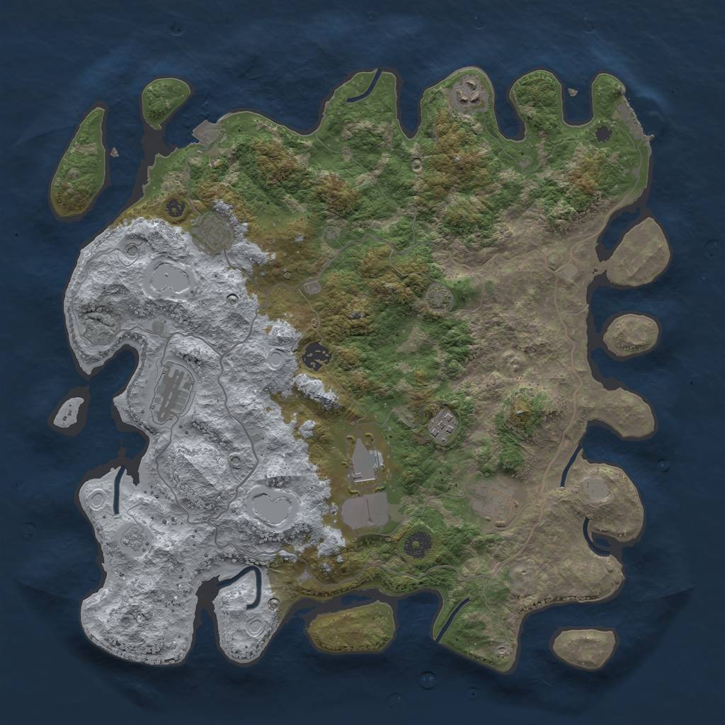 Rust Map: Procedural Map, Size: 4000, Seed: 2036266305, 14 Monuments
