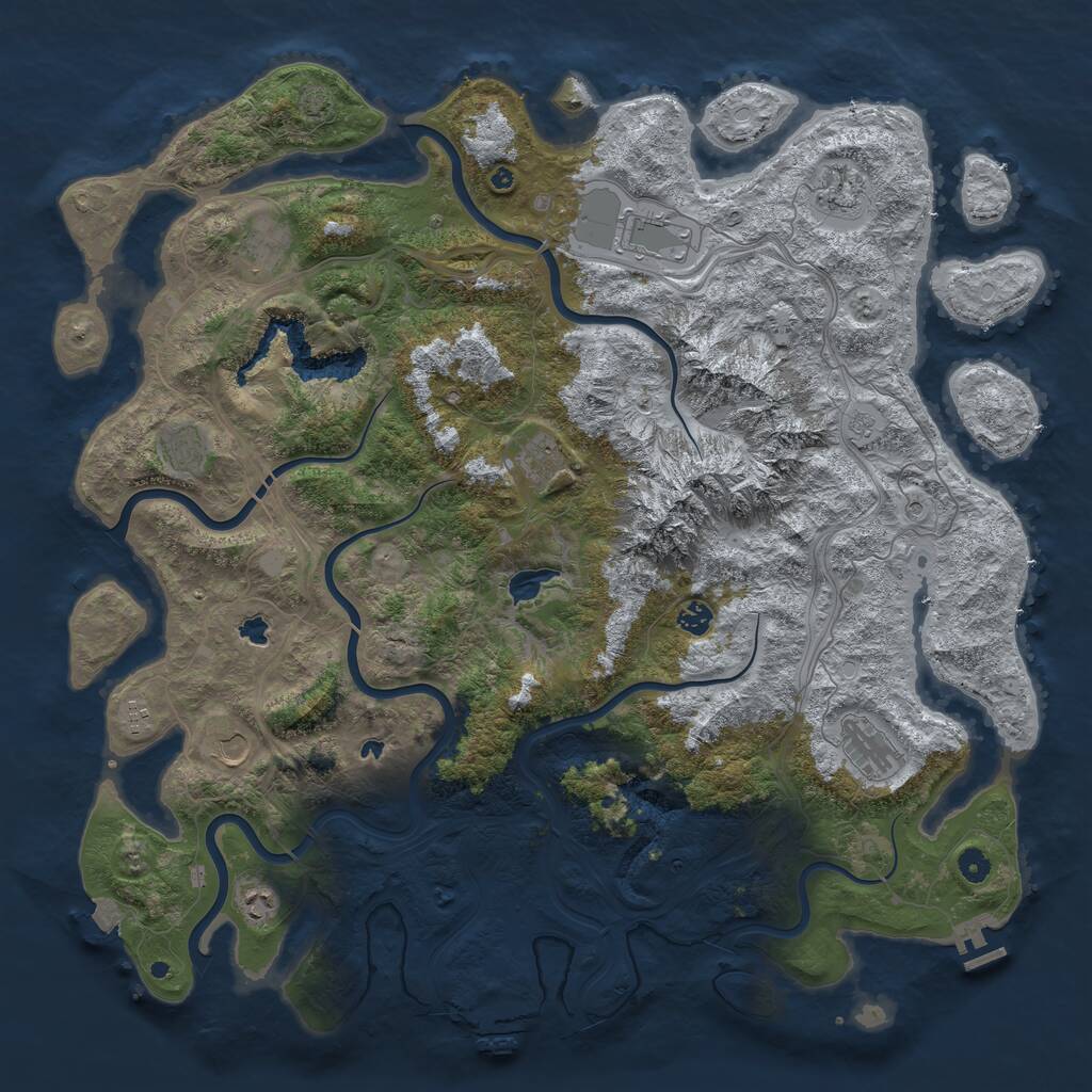 Rust Map: Procedural Map, Size: 5000, Seed: 1406667605, 16 Monuments