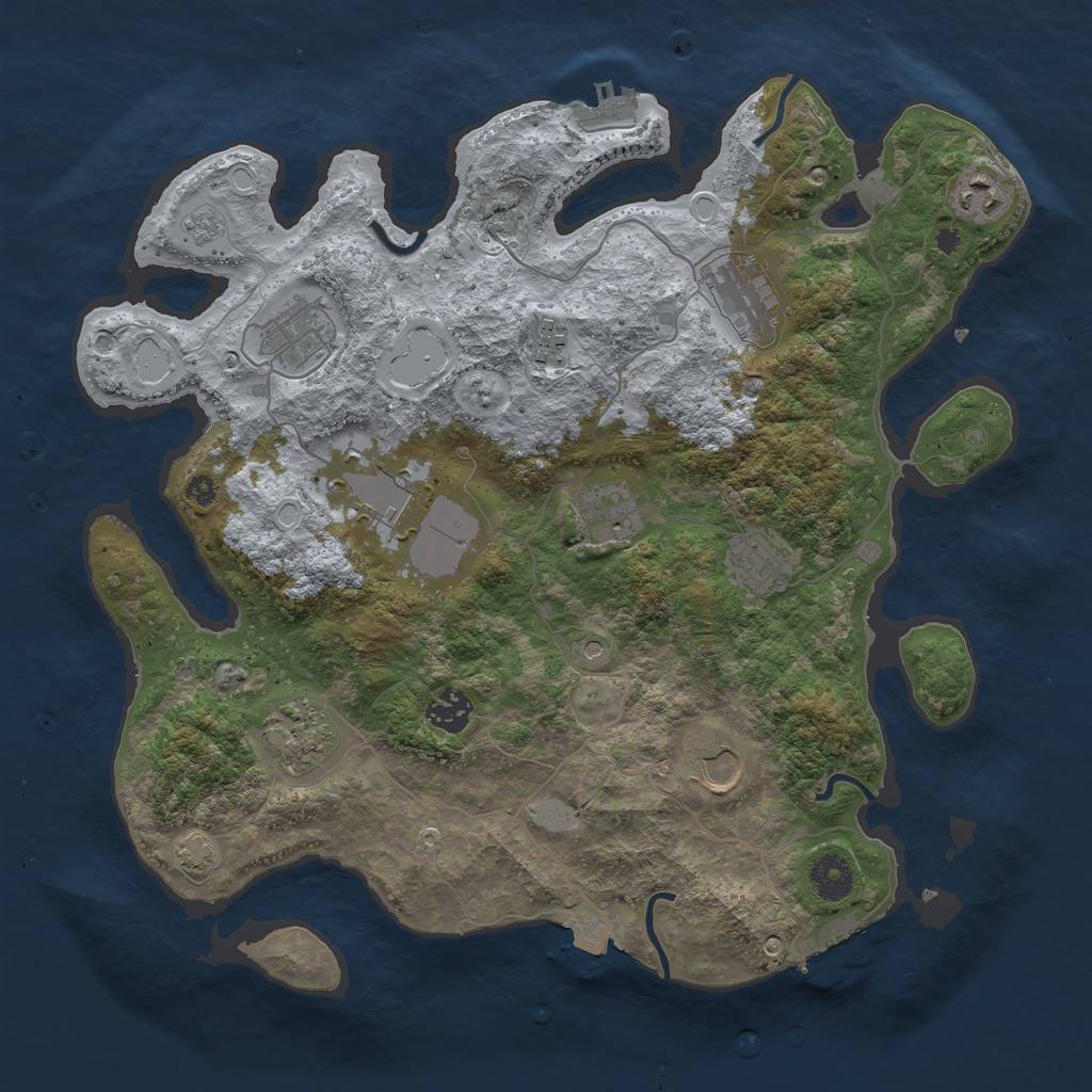 Rust Map: Procedural Map, Size: 3700, Seed: 218250216, 18 Monuments