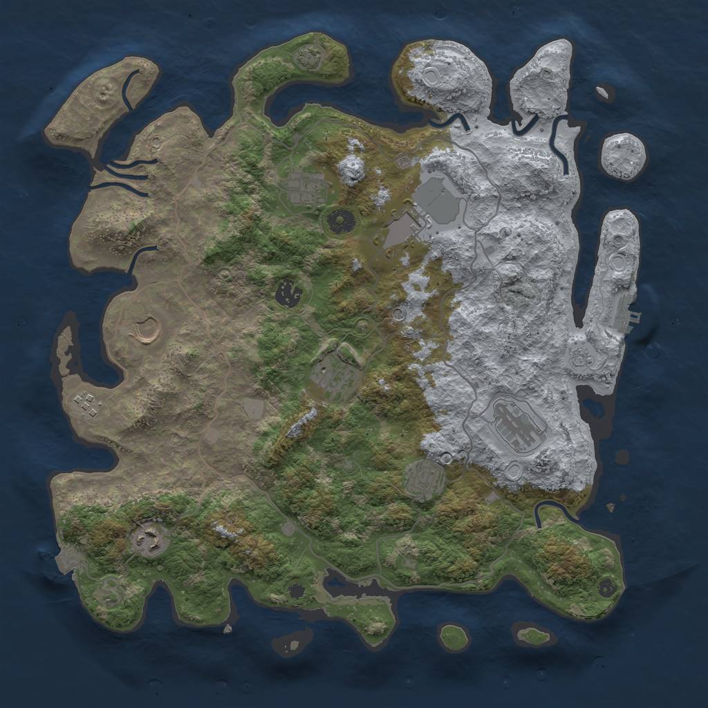 Rust Map: Procedural Map, Size: 4000, Seed: 389807079, 16 Monuments