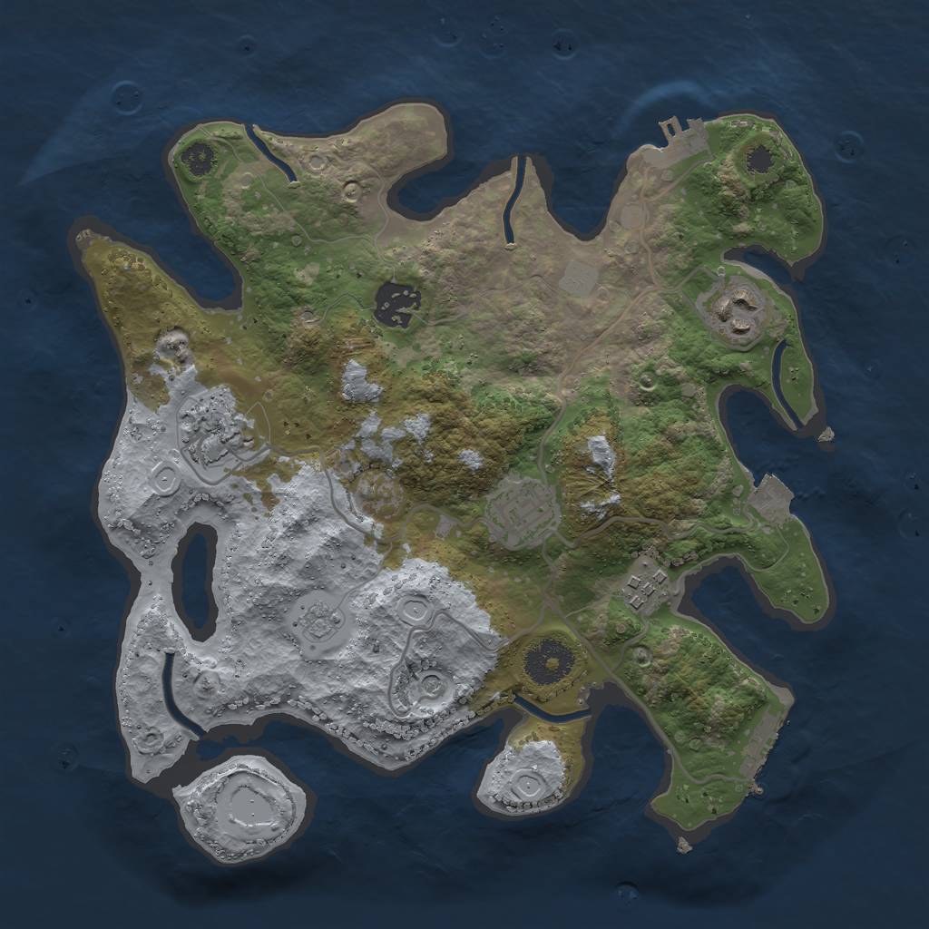 Rust Map: Procedural Map, Size: 3000, Seed: 129501869, 12 Monuments