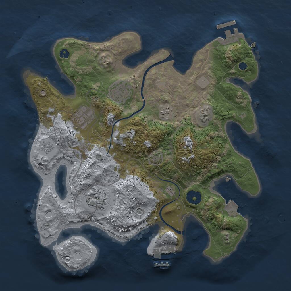 Rust Map: Procedural Map, Size: 3000, Seed: 129501869, 10 Monuments