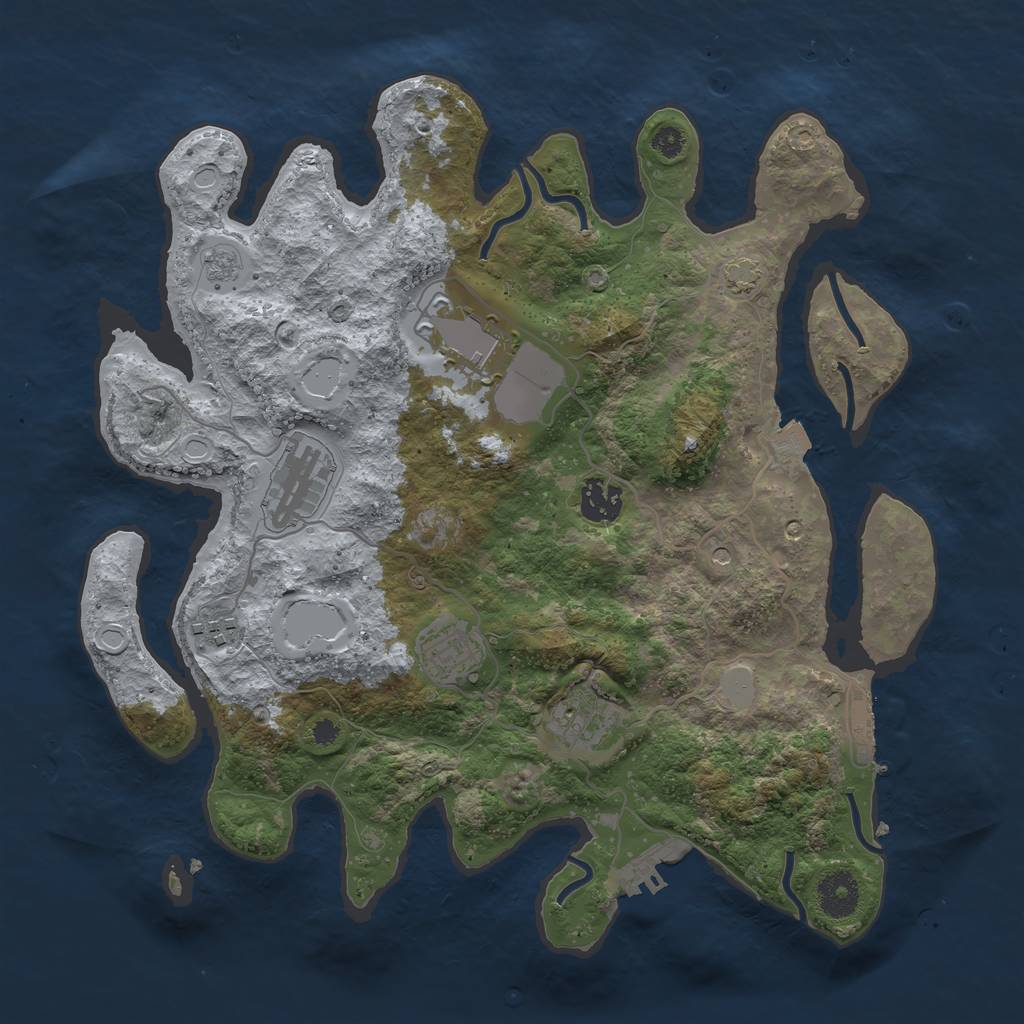 Rust Map: Procedural Map, Size: 3500, Seed: 1484910519, 14 Monuments