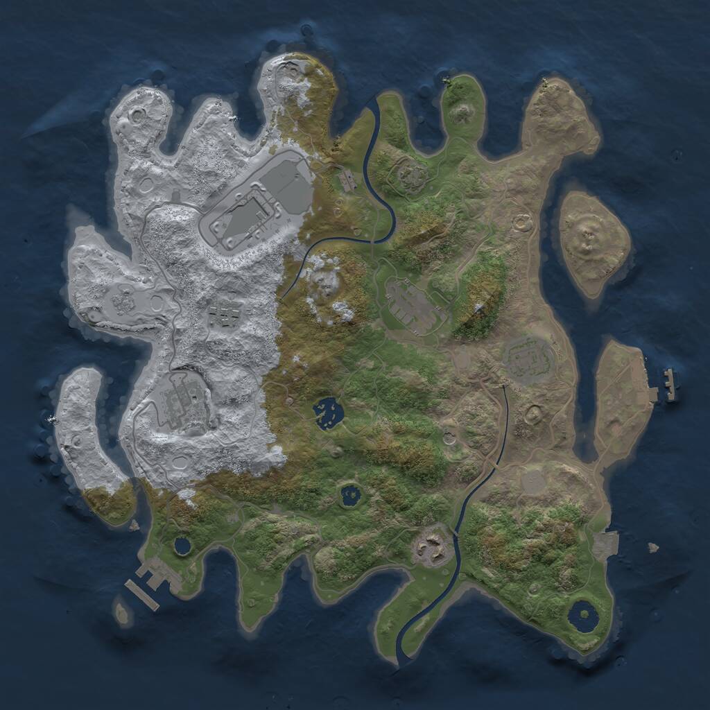 Rust Map: Procedural Map, Size: 3500, Seed: 1484910519, 13 Monuments