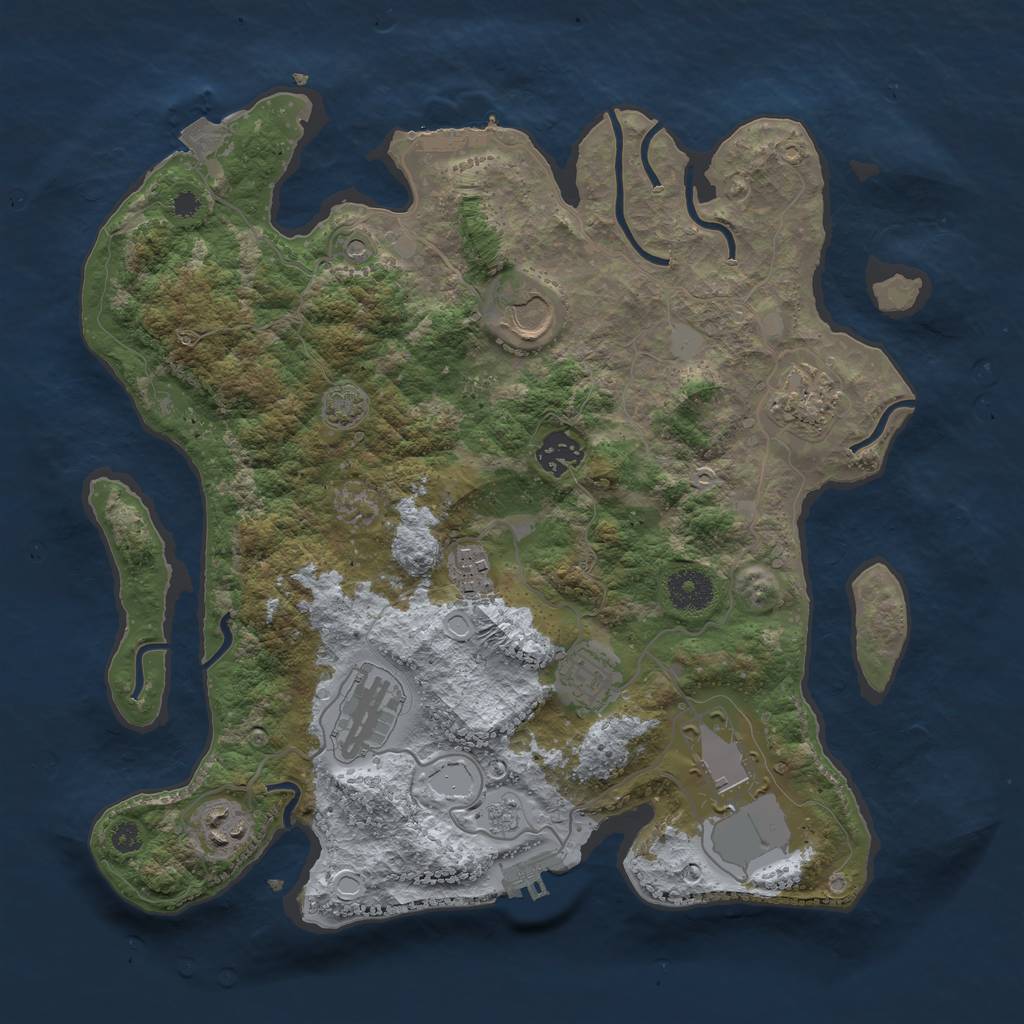 Rust Map: Procedural Map, Size: 3500, Seed: 783172917, 16 Monuments
