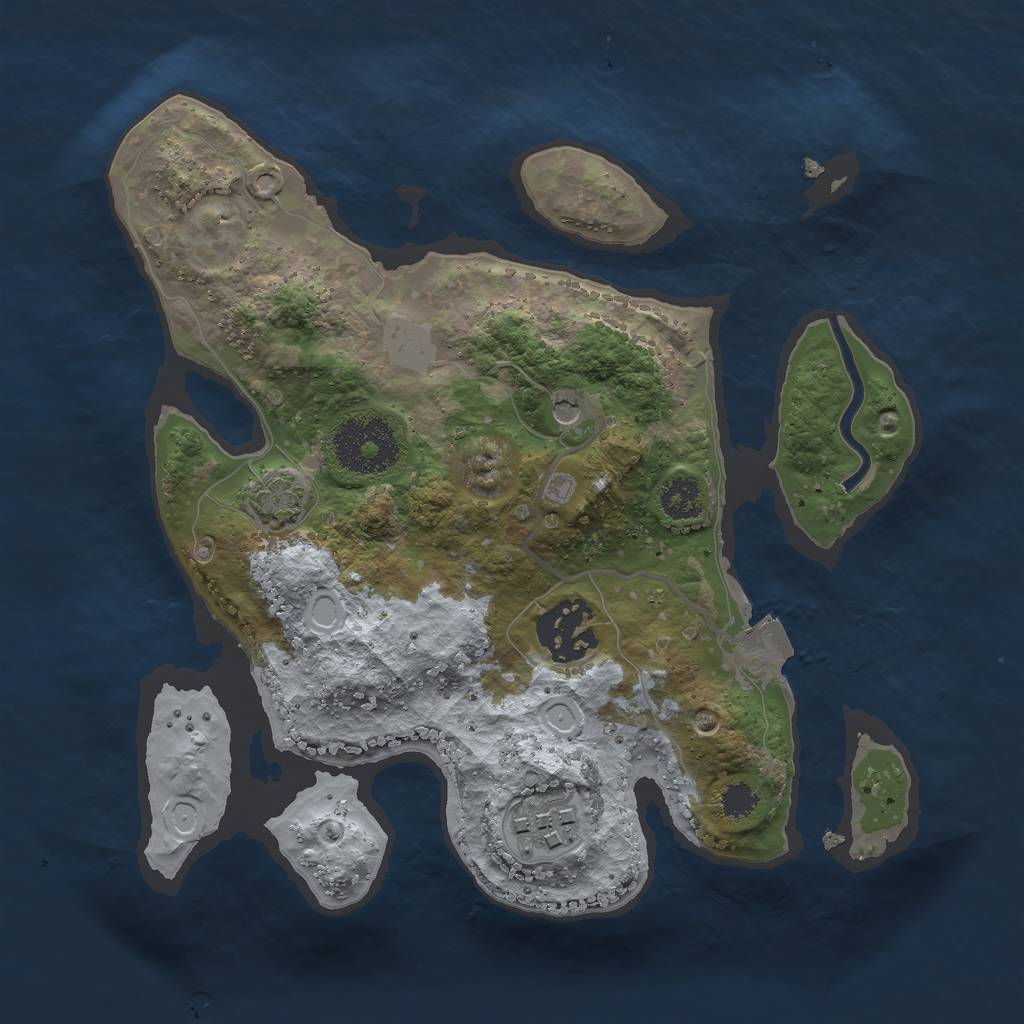 Rust Map: Procedural Map, Size: 2500, Seed: 946478961, 7 Monuments