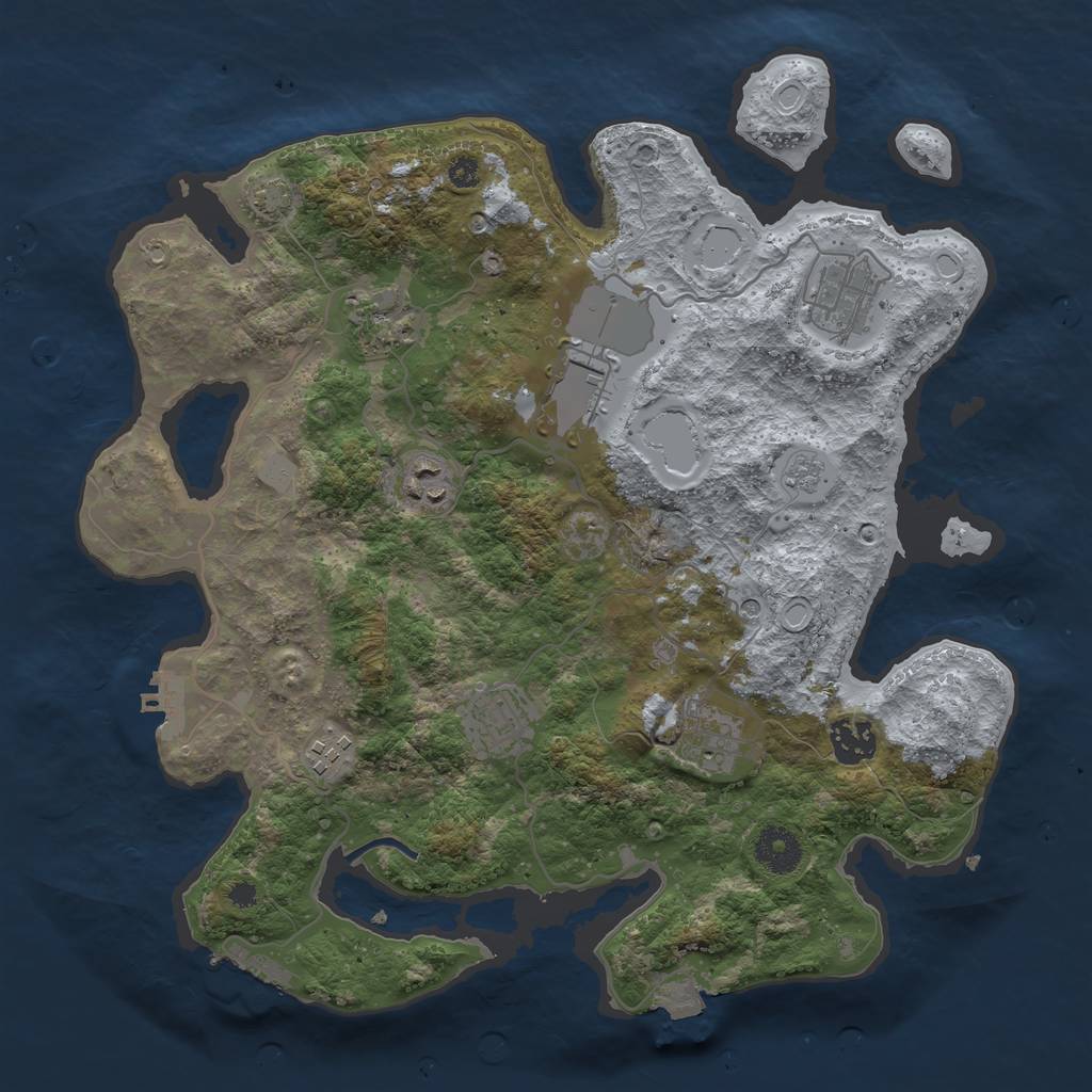 Rust Map: Procedural Map, Size: 3500, Seed: 198061967, 16 Monuments