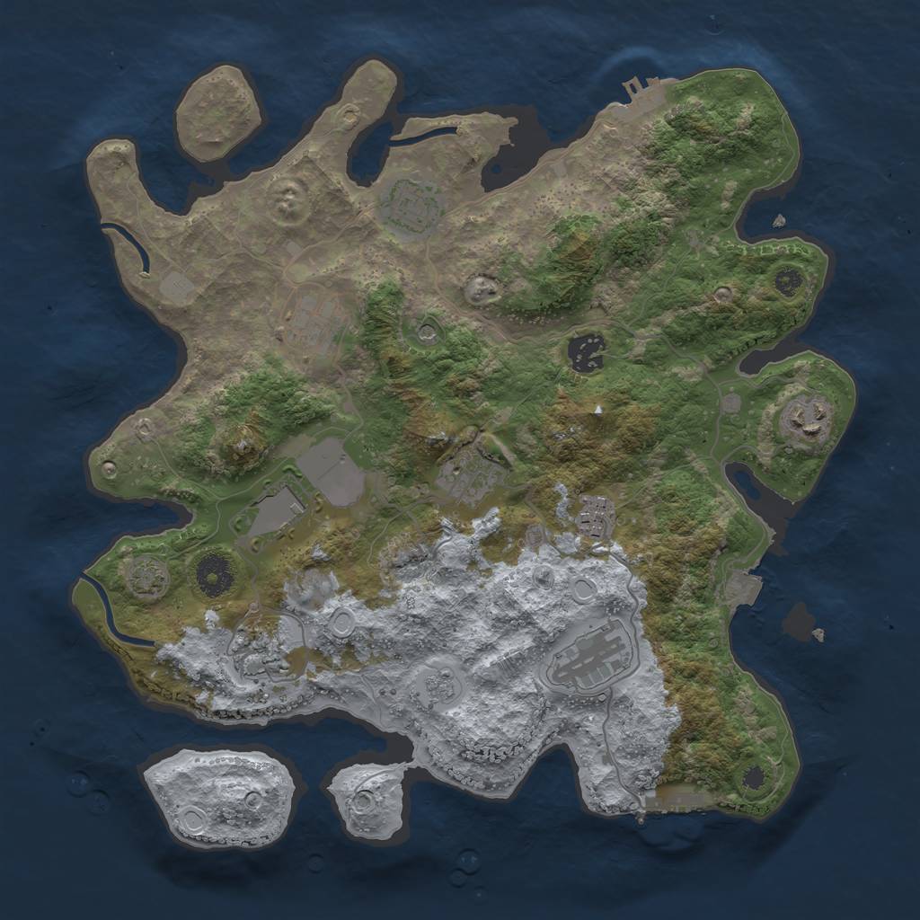 Rust Map: Procedural Map, Size: 3500, Seed: 604294725, 17 Monuments