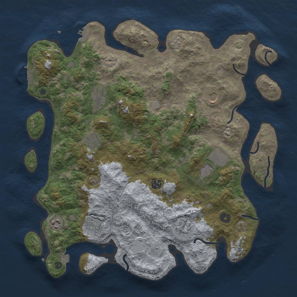Rust Map: Procedural Map, Size: 4200, Seed: 1232, 17 Monuments