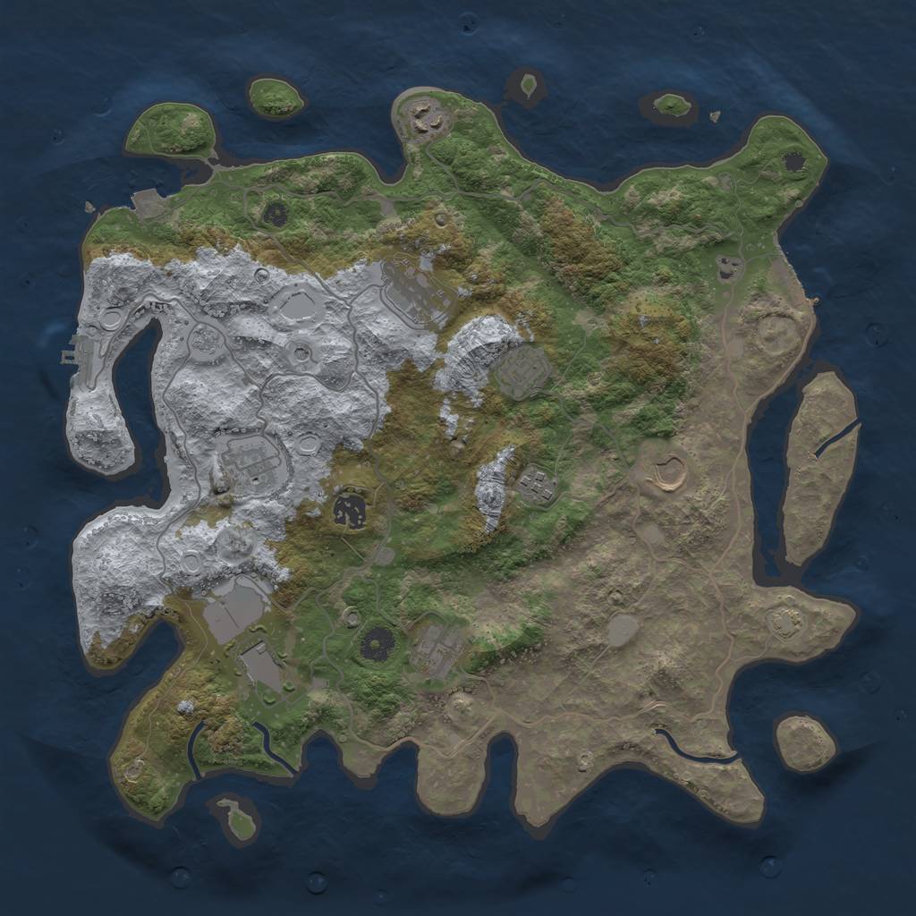 Rust Map: Procedural Map, Size: 4000, Seed: 2847, 17 Monuments