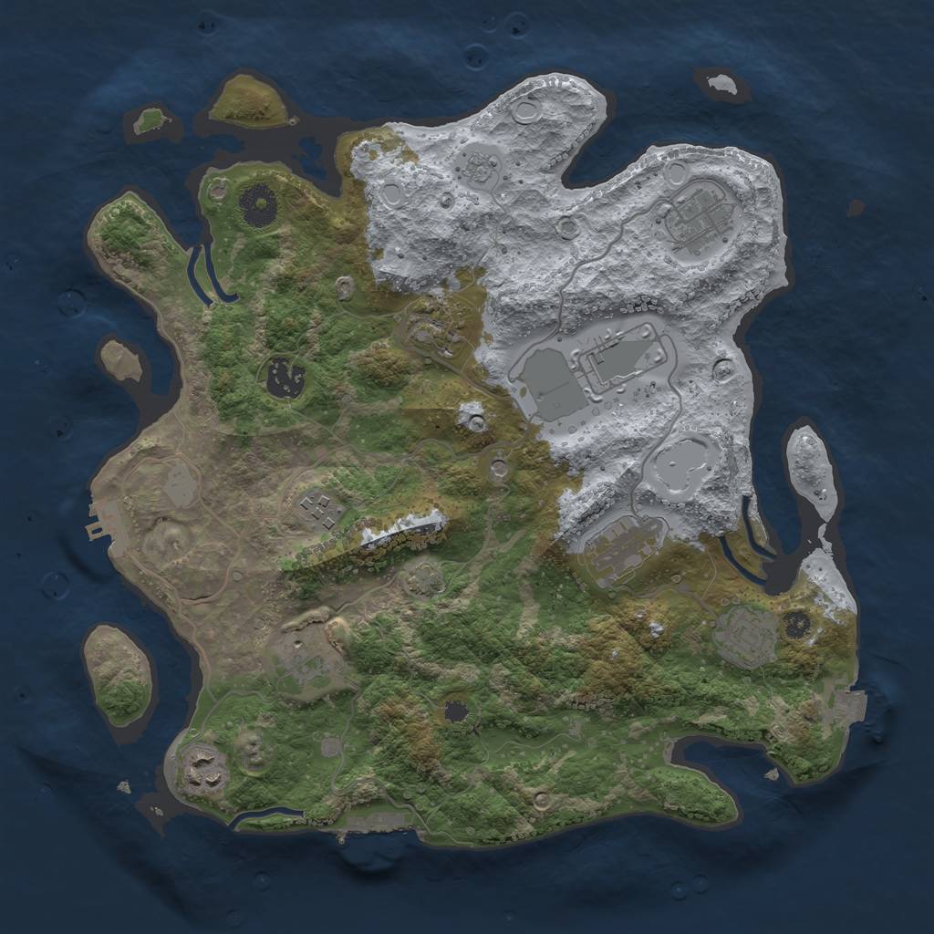 Rust Map: Procedural Map, Size: 3500, Seed: 379618688, 17 Monuments