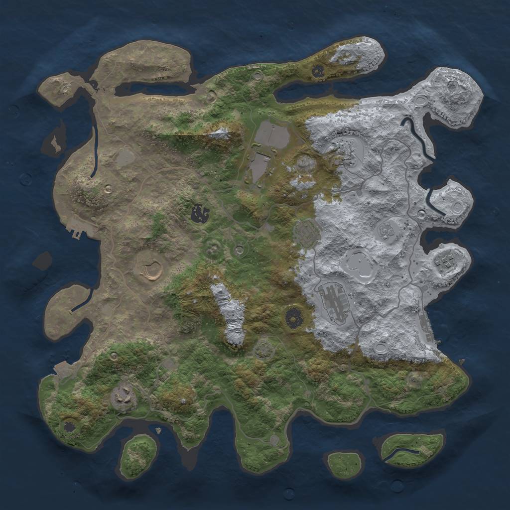 Rust Map: Procedural Map, Size: 4000, Seed: 41279, 16 Monuments