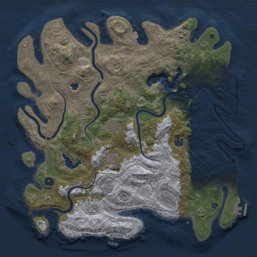 Rust Map: Procedural Map, Size: 4250, Seed: 304736094, 14 Monuments