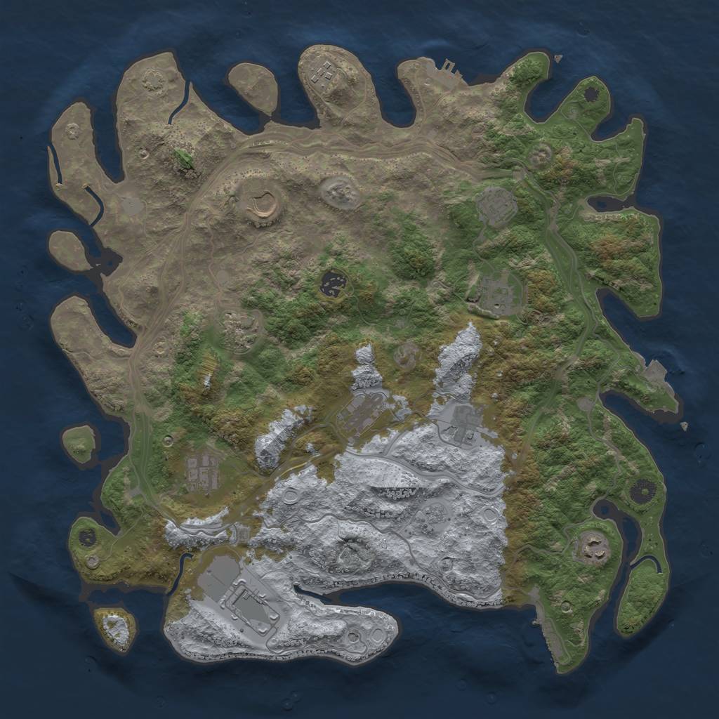 Rust Map: Procedural Map, Size: 4250, Seed: 304736094, 19 Monuments