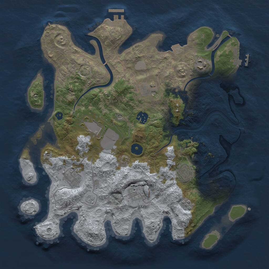 Rust Map: Procedural Map, Size: 3500, Seed: 1793732051, 16 Monuments