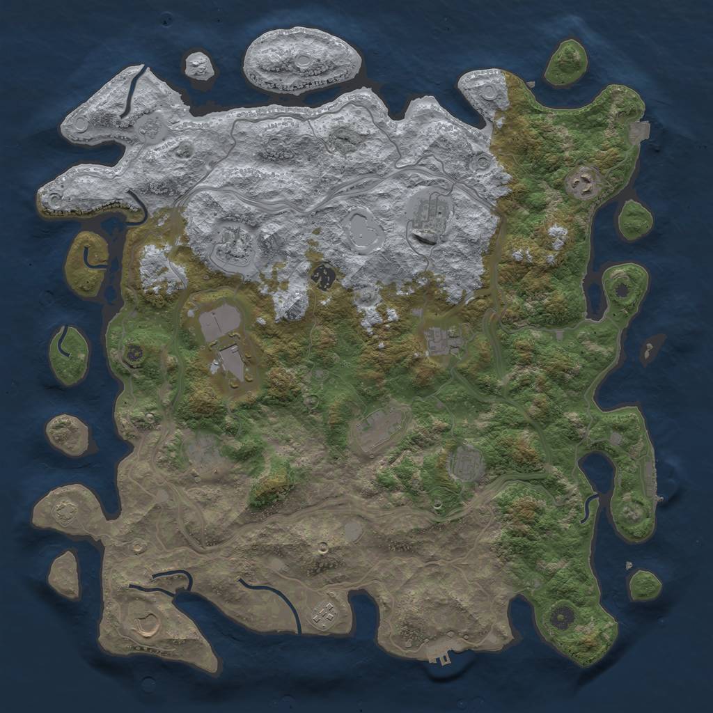 Rust Map: Procedural Map, Size: 4500, Seed: 1466693096, 19 Monuments