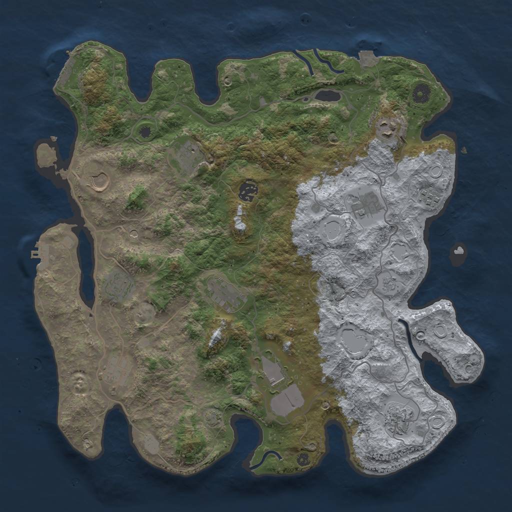 Rust Map: Procedural Map, Size: 4000, Seed: 260781285, 19 Monuments