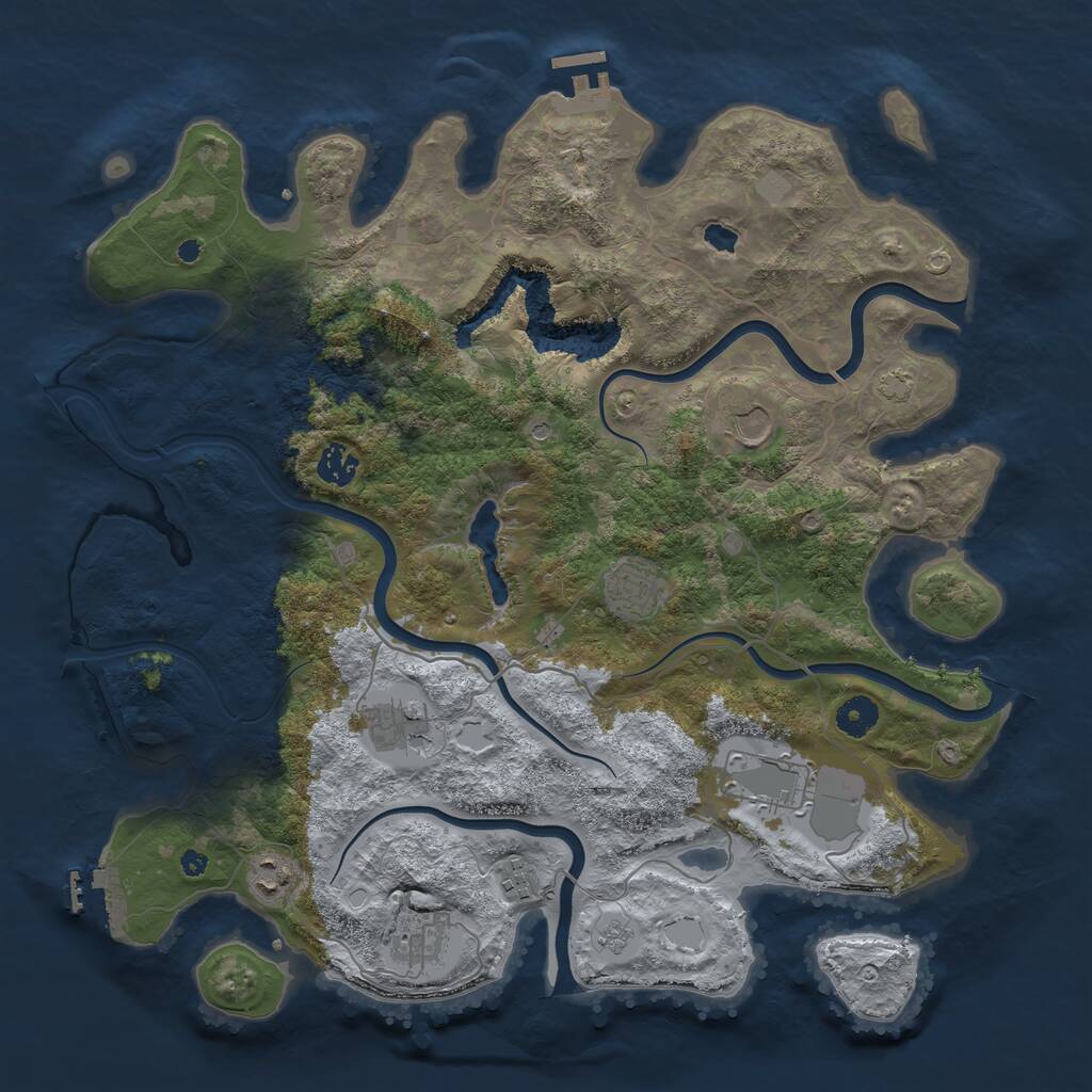 Rust Map: Procedural Map, Size: 4050, Seed: 166707871, 16 Monuments
