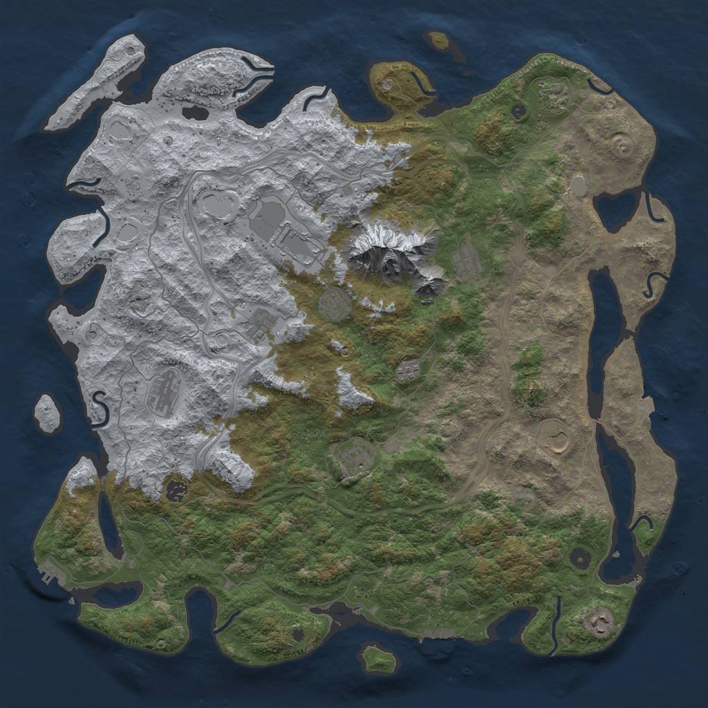 Rust Map: Procedural Map, Size: 5000, Seed: 2086317807, 19 Monuments