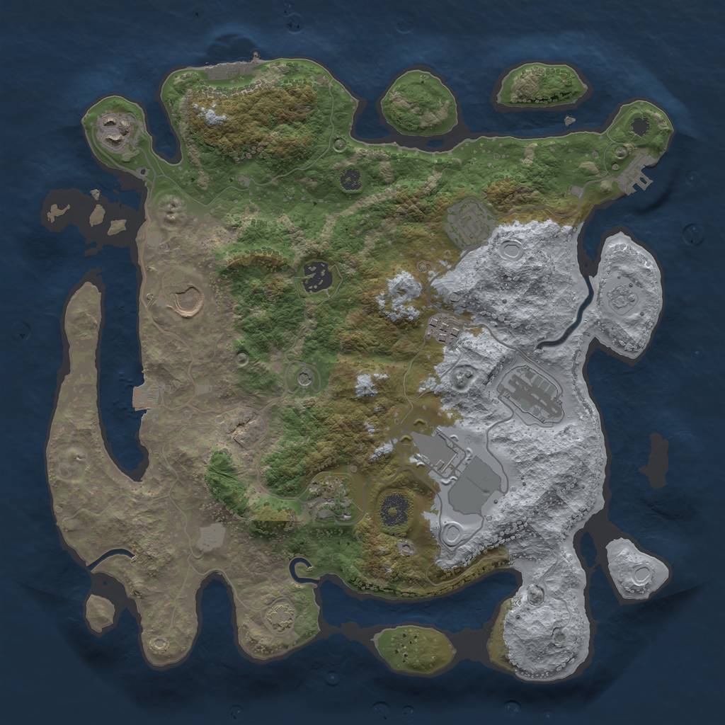 Rust Map: Procedural Map, Size: 3500, Seed: 748398230, 16 Monuments