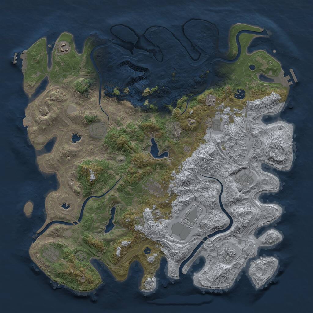 Rust Map: Procedural Map, Size: 4500, Seed: 2041771851, 16 Monuments