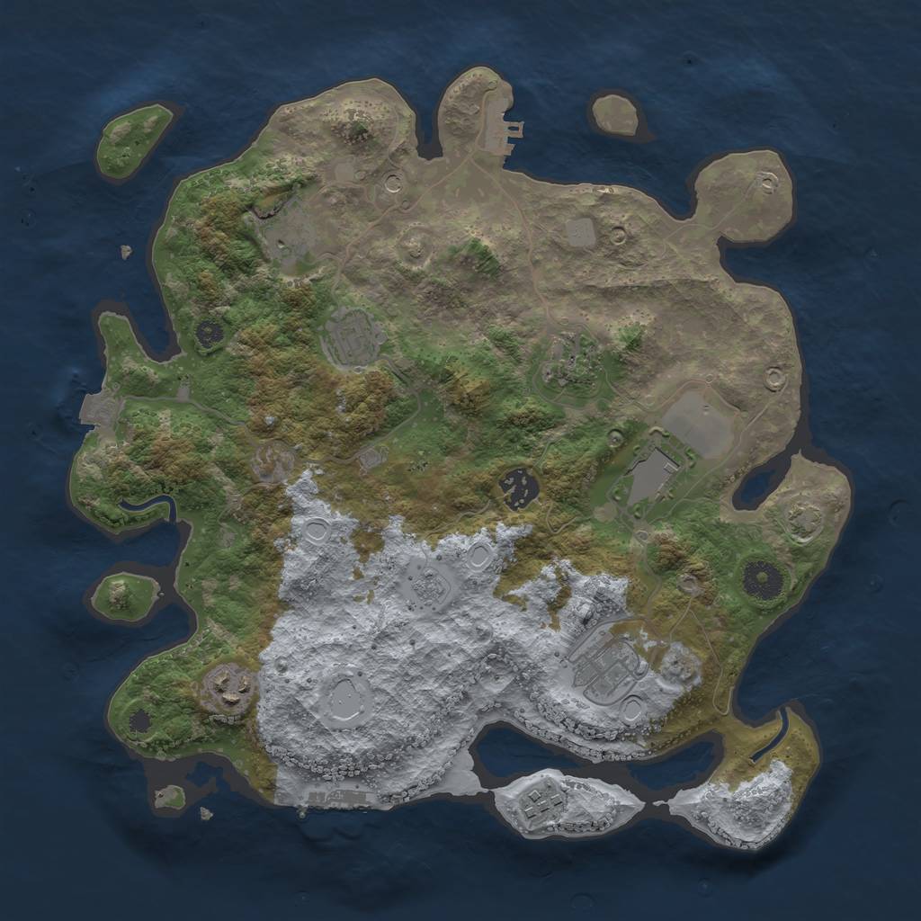 Rust Map: Procedural Map, Size: 3500, Seed: 715233221, 16 Monuments