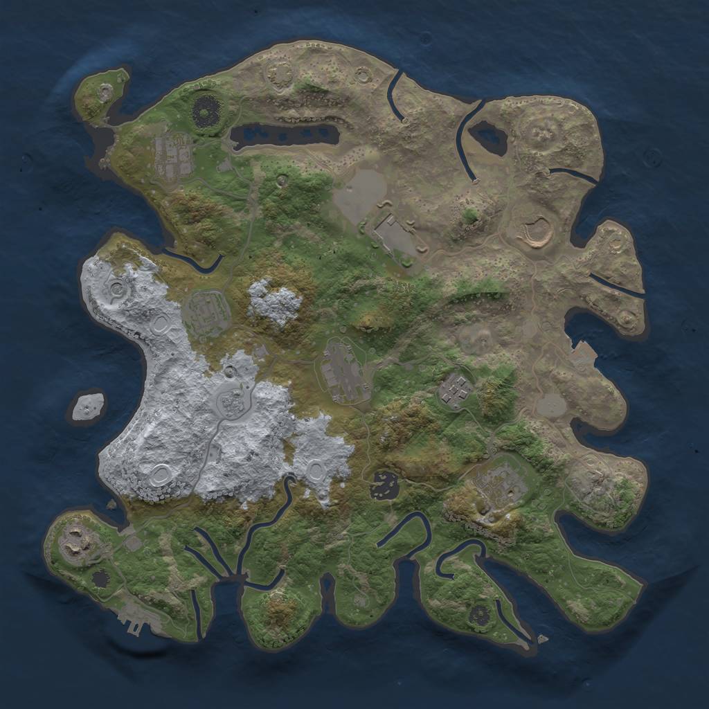 Rust Map: Procedural Map, Size: 3500, Seed: 89864, 16 Monuments