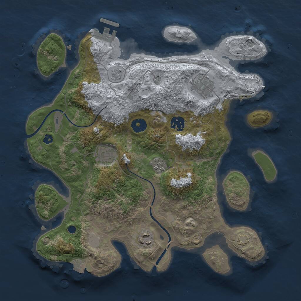 Rust Map: Procedural Map, Size: 3100, Seed: 5076, 10 Monuments