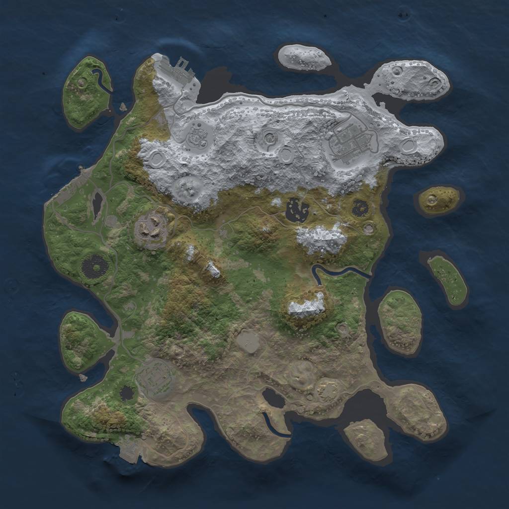 Rust Map: Procedural Map, Size: 3100, Seed: 5076, 12 Monuments