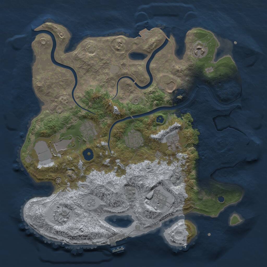 Rust Map: Procedural Map, Size: 3500, Seed: 1000502261, 15 Monuments