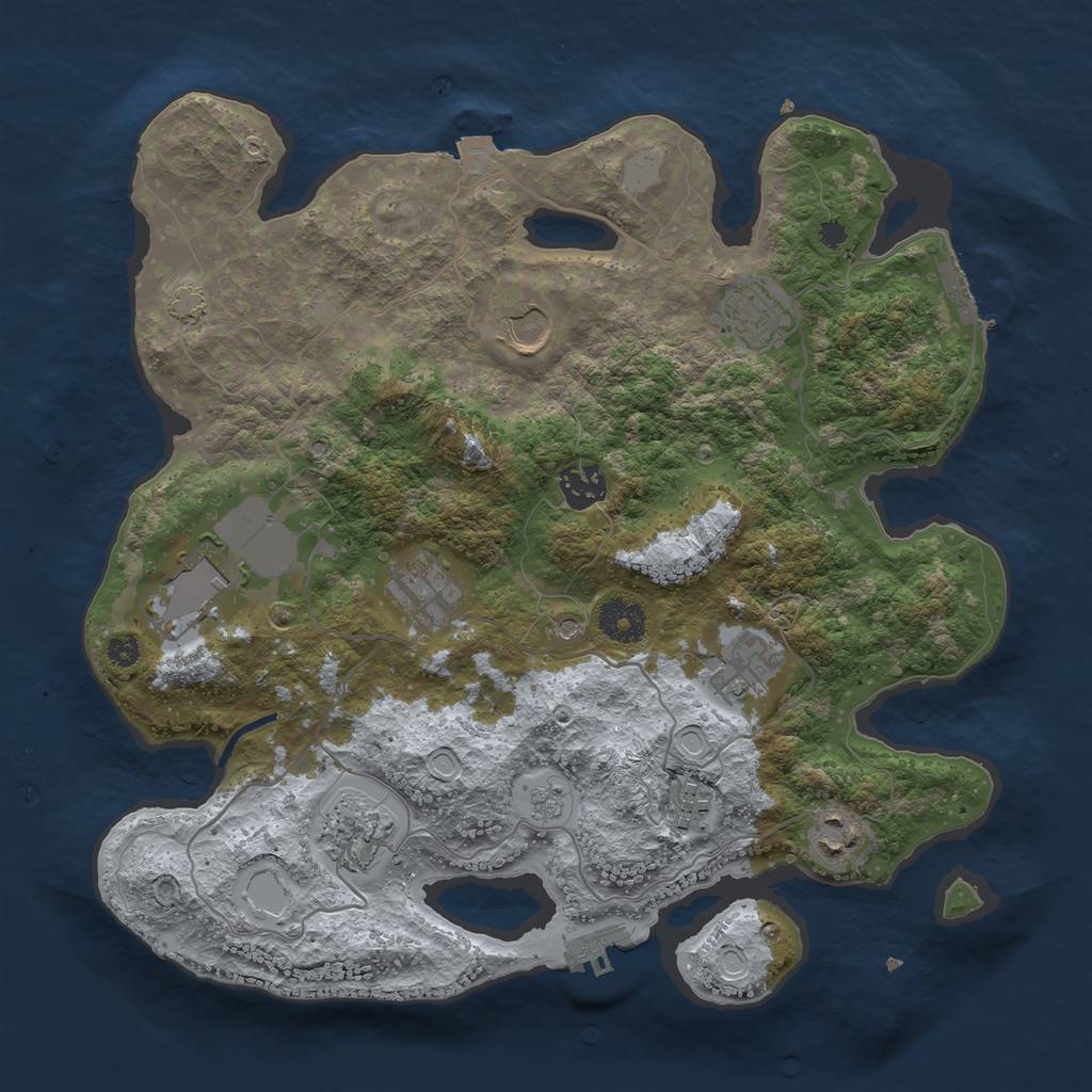 Rust Map: Procedural Map, Size: 3500, Seed: 1000502261, 17 Monuments
