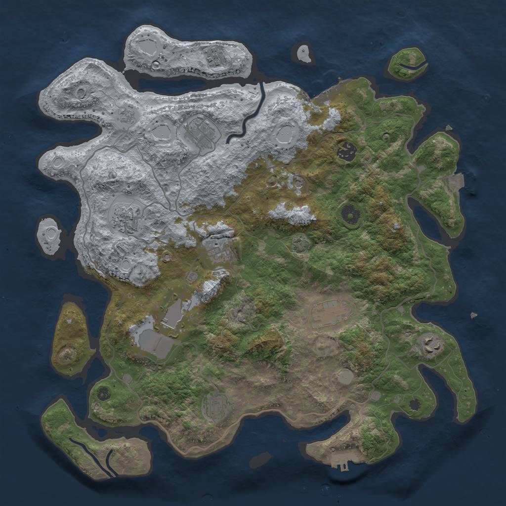 Rust Map: Procedural Map, Size: 4000, Seed: 316174407, 17 Monuments