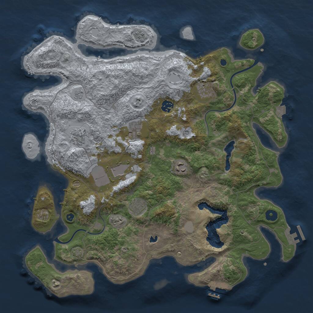 Rust Map: Procedural Map, Size: 4000, Seed: 316174407, 14 Monuments