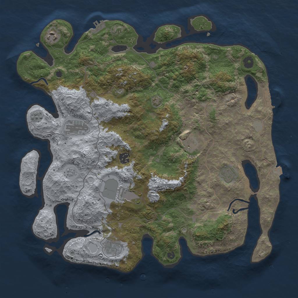 Rust Map: Procedural Map, Size: 4000, Seed: 6553992, 16 Monuments
