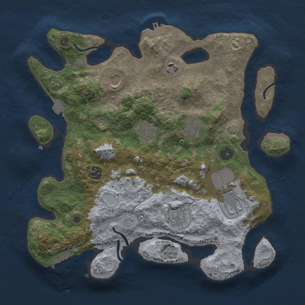 Rust Map: Procedural Map, Size: 3500, Seed: 1198140497, 16 Monuments