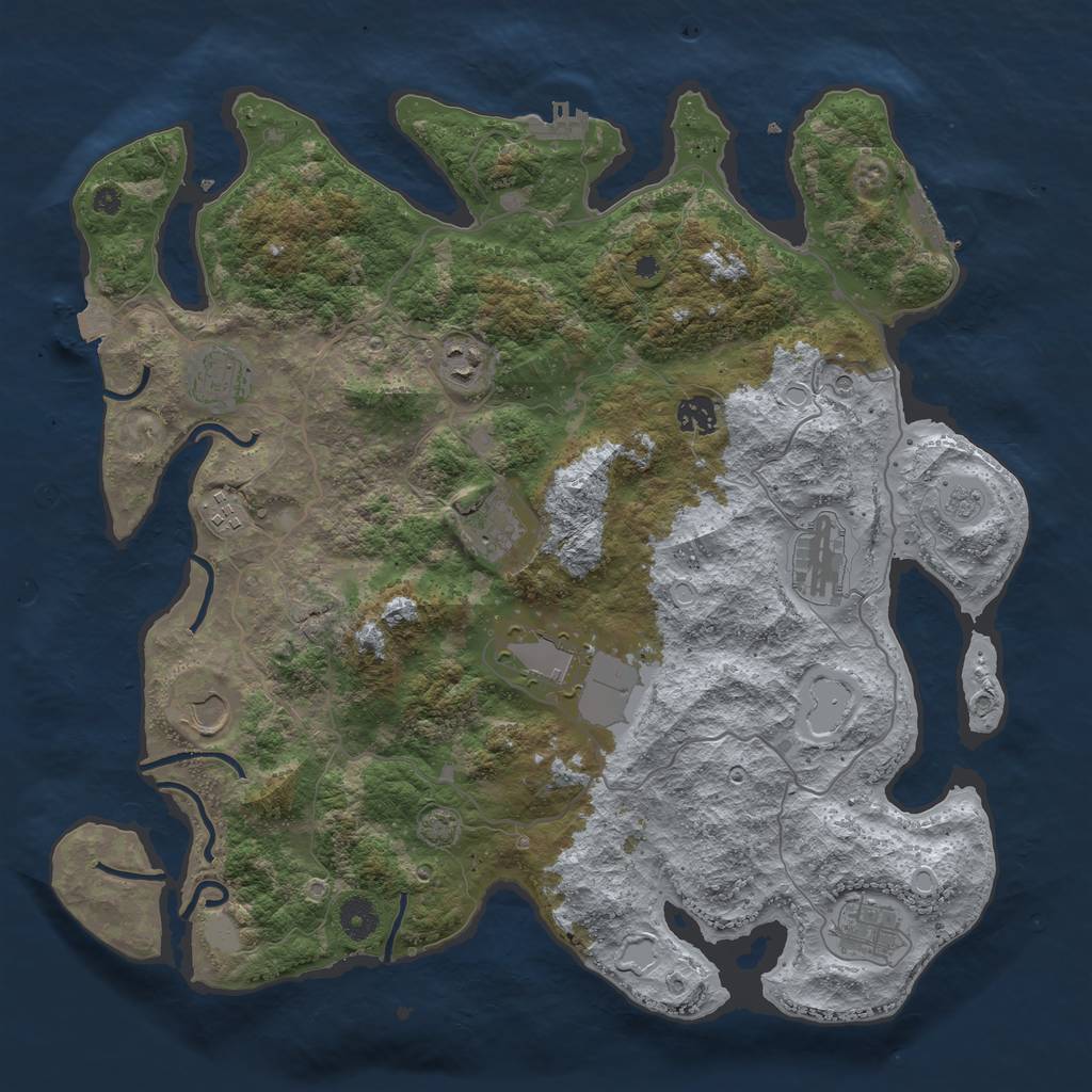 Rust Map: Procedural Map, Size: 4050, Seed: 1638197811, 17 Monuments