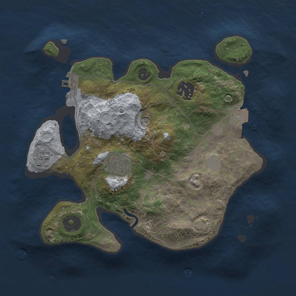 Rust Map: Procedural Map, Size: 2500, Seed: 614372, 9 Monuments