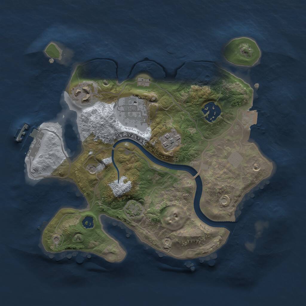 Rust Map: Procedural Map, Size: 2500, Seed: 614372, 8 Monuments