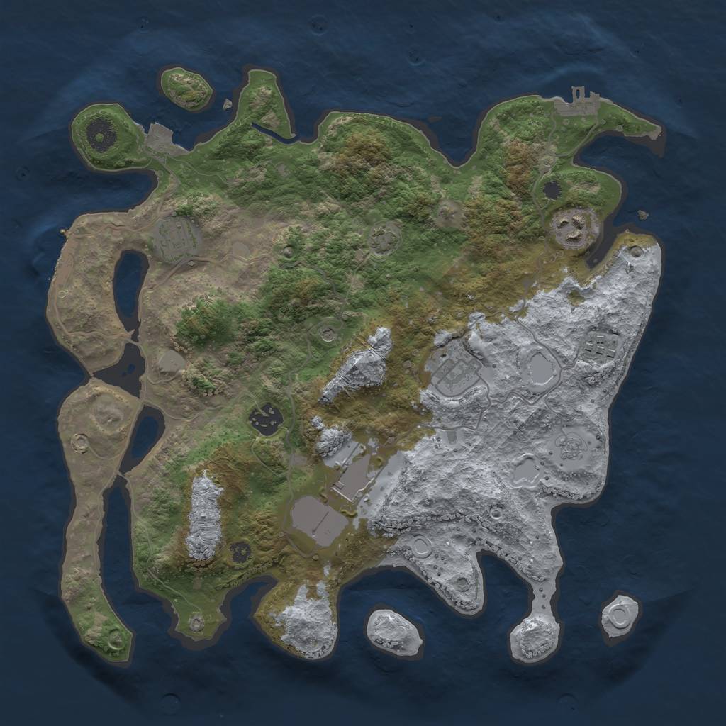 Rust Map: Procedural Map, Size: 3500, Seed: 7062023, 14 Monuments