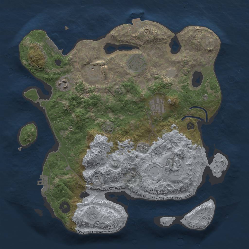Rust Map: Procedural Map, Size: 3300, Seed: 308977885, 14 Monuments