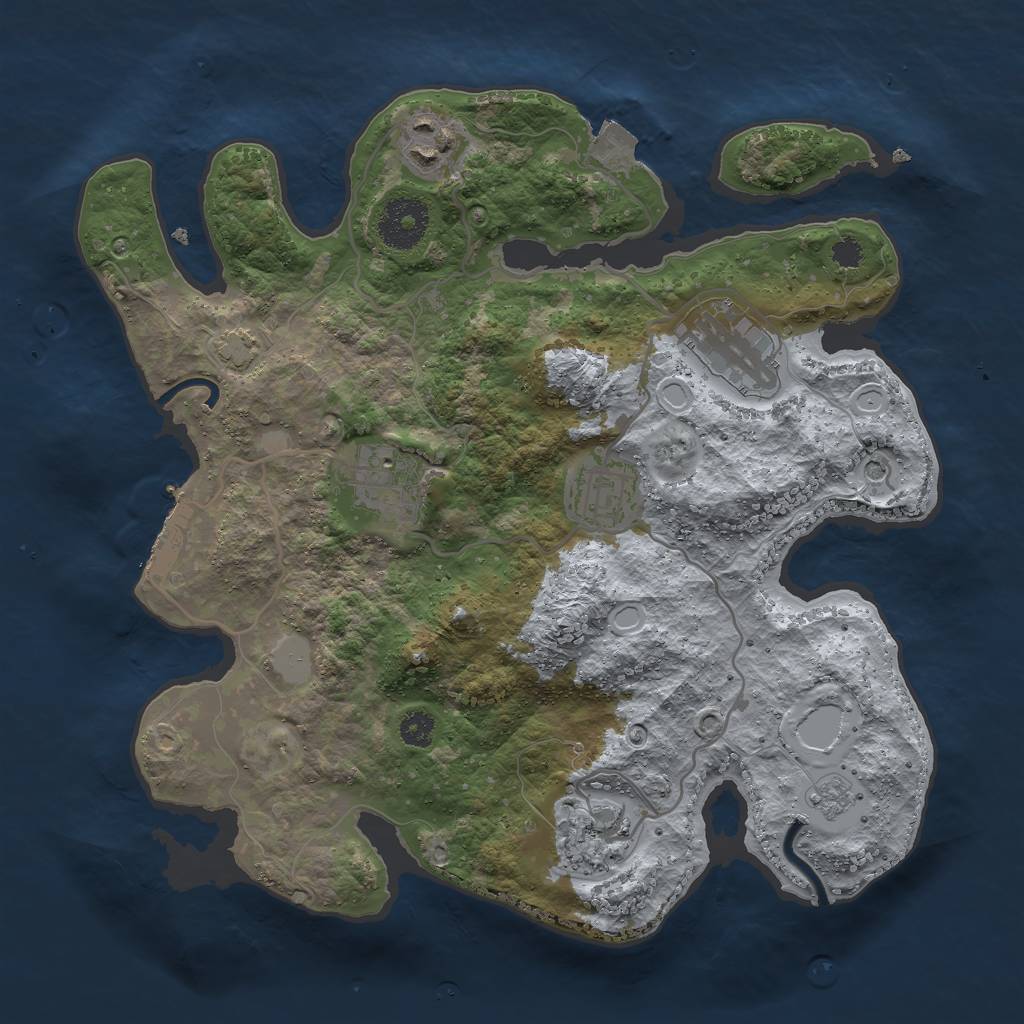 Rust Map: Procedural Map, Size: 3000, Seed: 9533, 12 Monuments