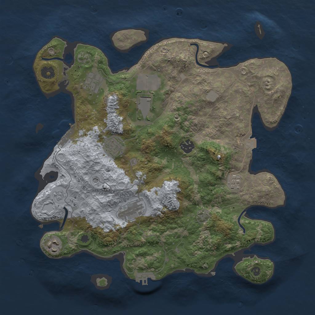 Rust Map: Procedural Map, Size: 3500, Seed: 7395827, 15 Monuments