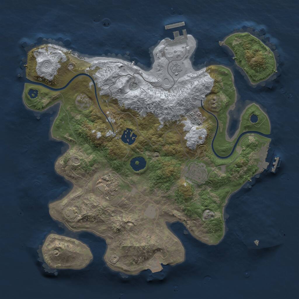 Rust Map: Procedural Map, Size: 3000, Seed: 1649783625, 10 Monuments