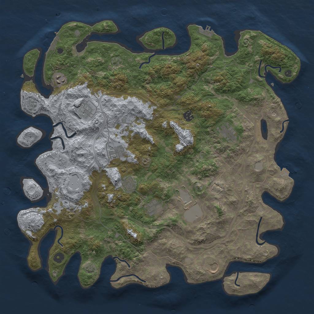 Rust Map: Procedural Map, Size: 4500, Seed: 1931362693, 19 Monuments